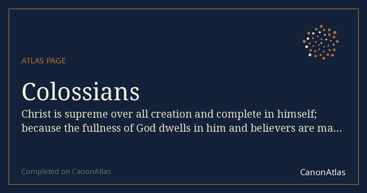 Colossians — CanonAtlas